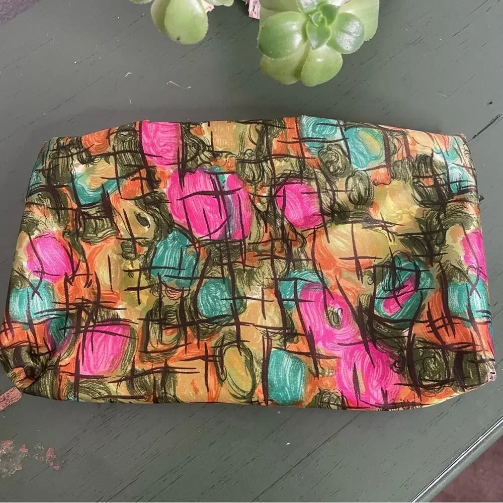 Vintage Unique Handmade Makeup Pencil Bag Retro Bright Beautiful Colors